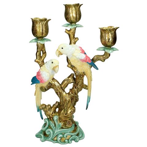 Candelabro in resina Pappagalli