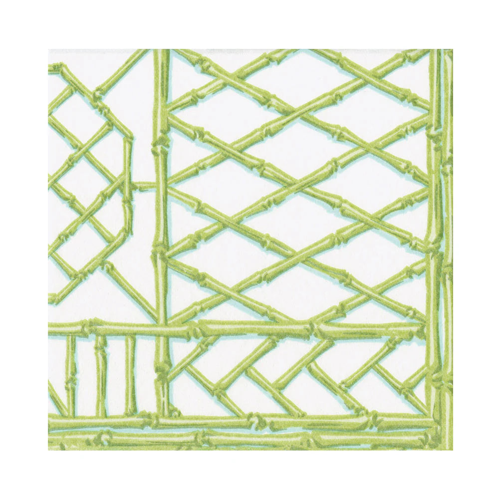 Tovaglioli da pranzo in carta di lino verde muschio Bamboo Screen