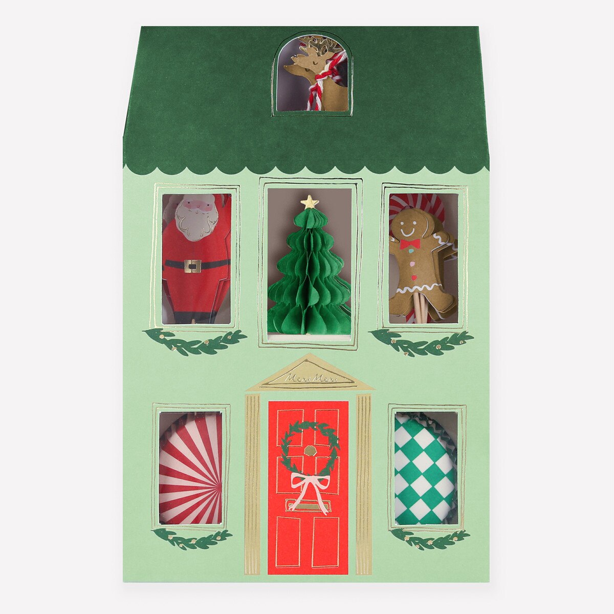Kit per cupcake a forma di casa festiva (x 24 decorazioni)