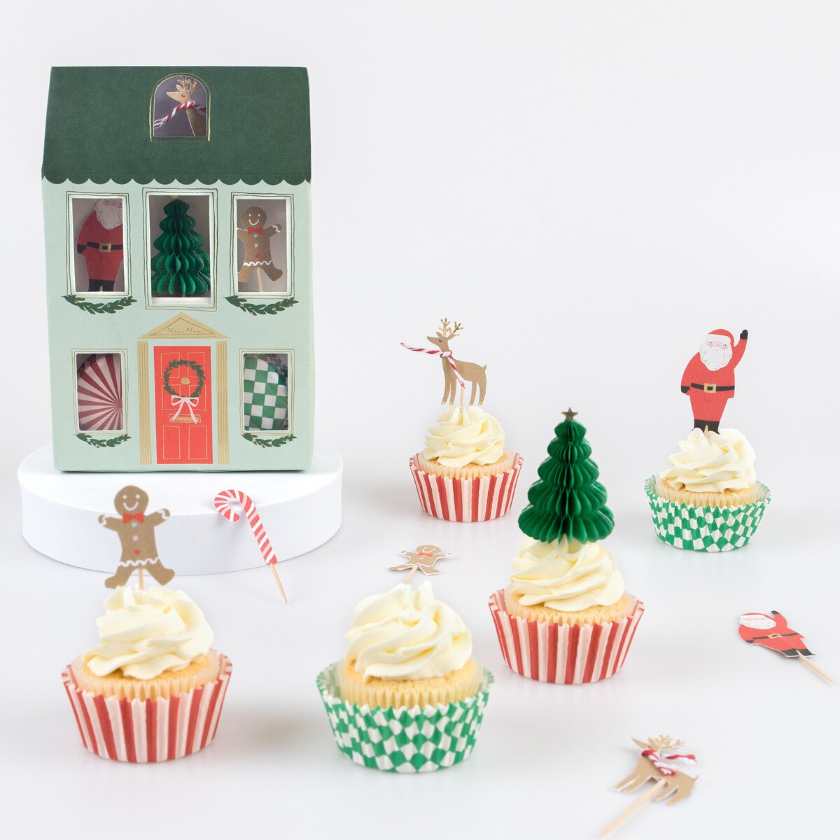 Kit per cupcake a forma di casa festiva (x 24 decorazioni)
