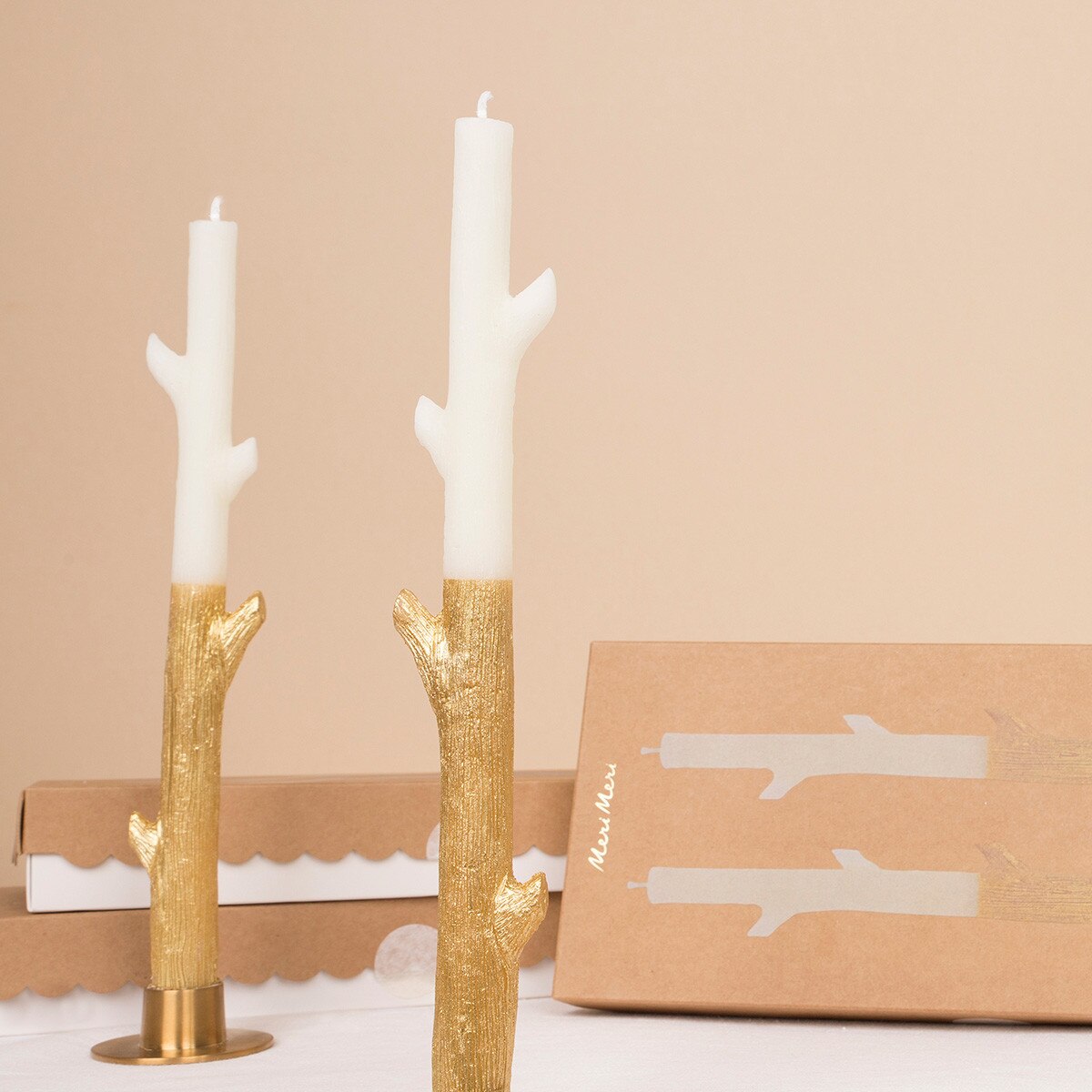 Candele a bastoncino immerse nell'oro (x 2)
