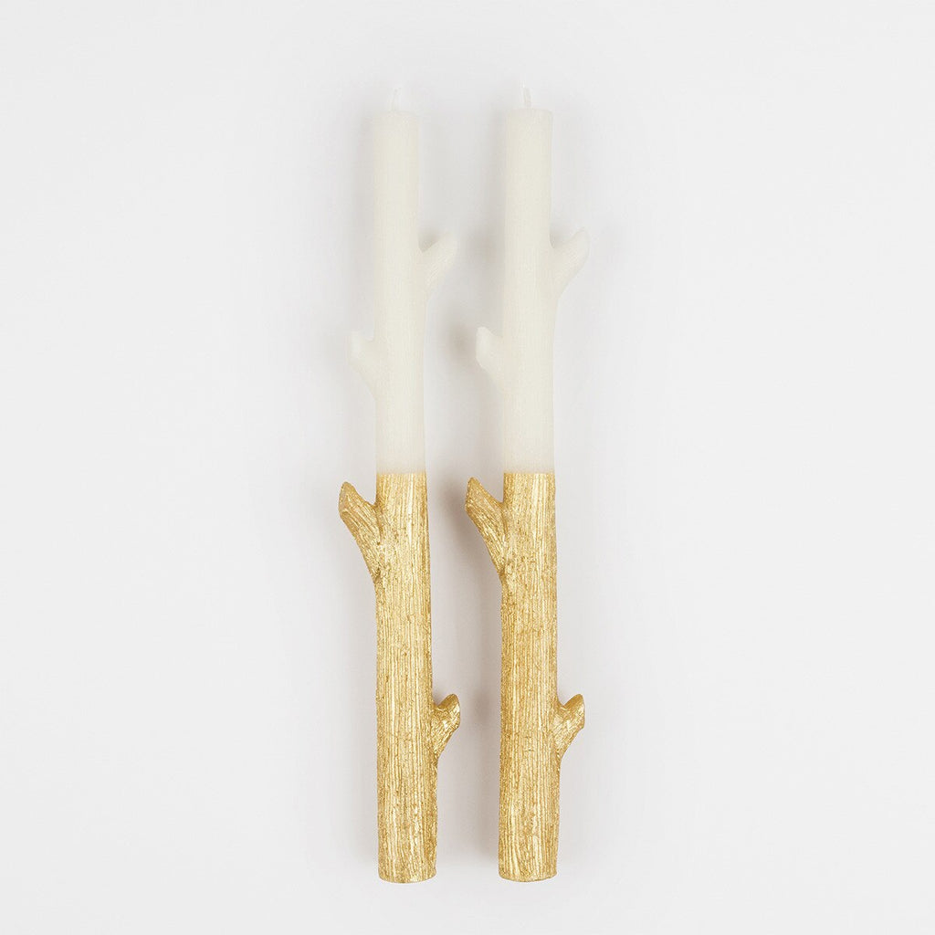 Candele a bastoncino immerse nell'oro (x 2)