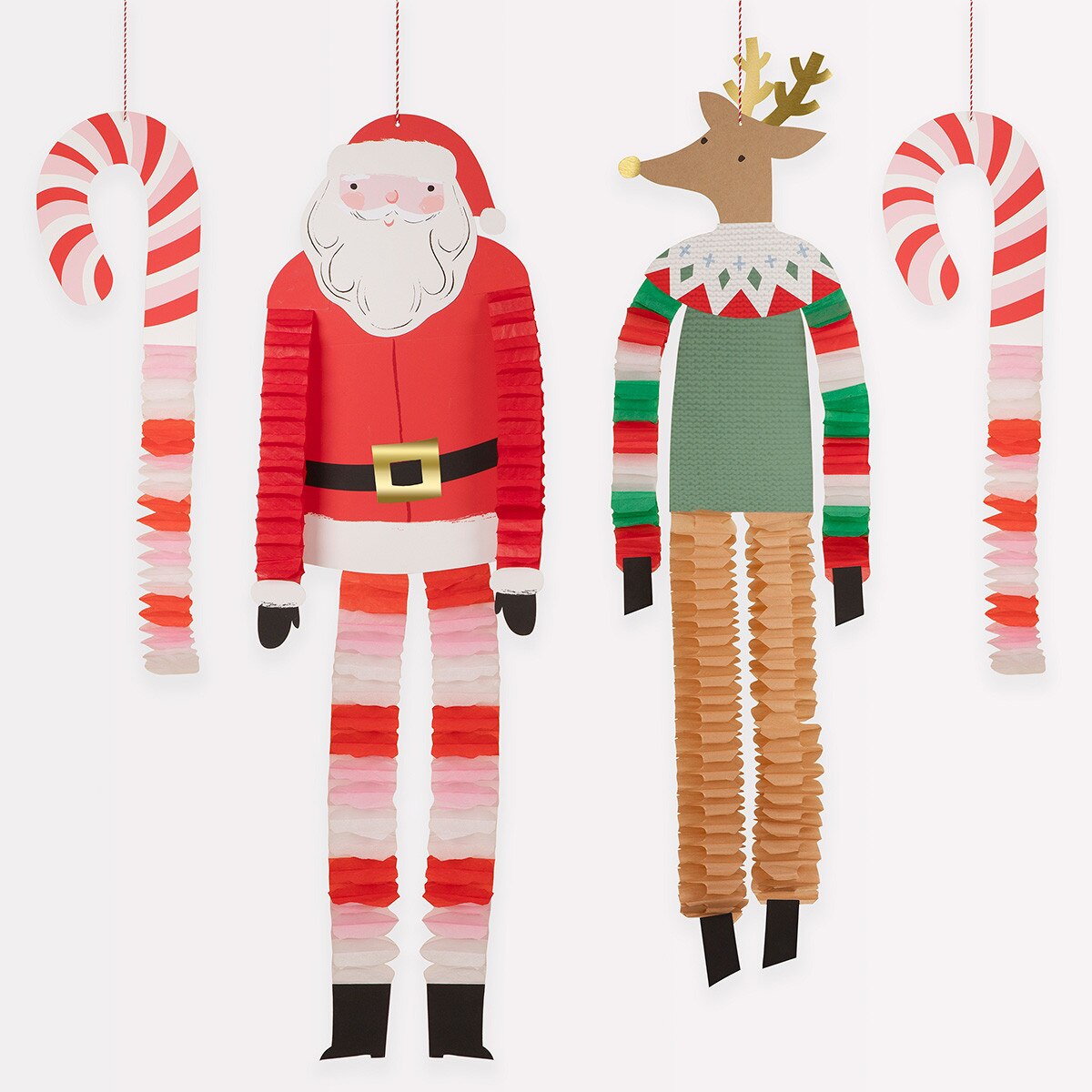 Decorazioni di Babbo Natale e renne a gambe lunghe (x 4)