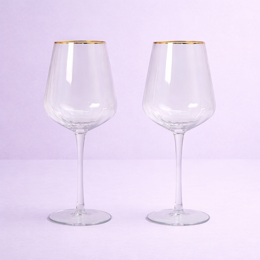 Set 2 Calici vino rosso con bordo oro