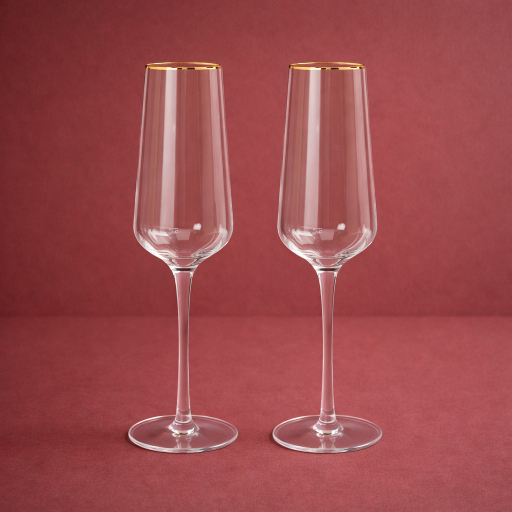 Set 2 Flûte con bordo oro