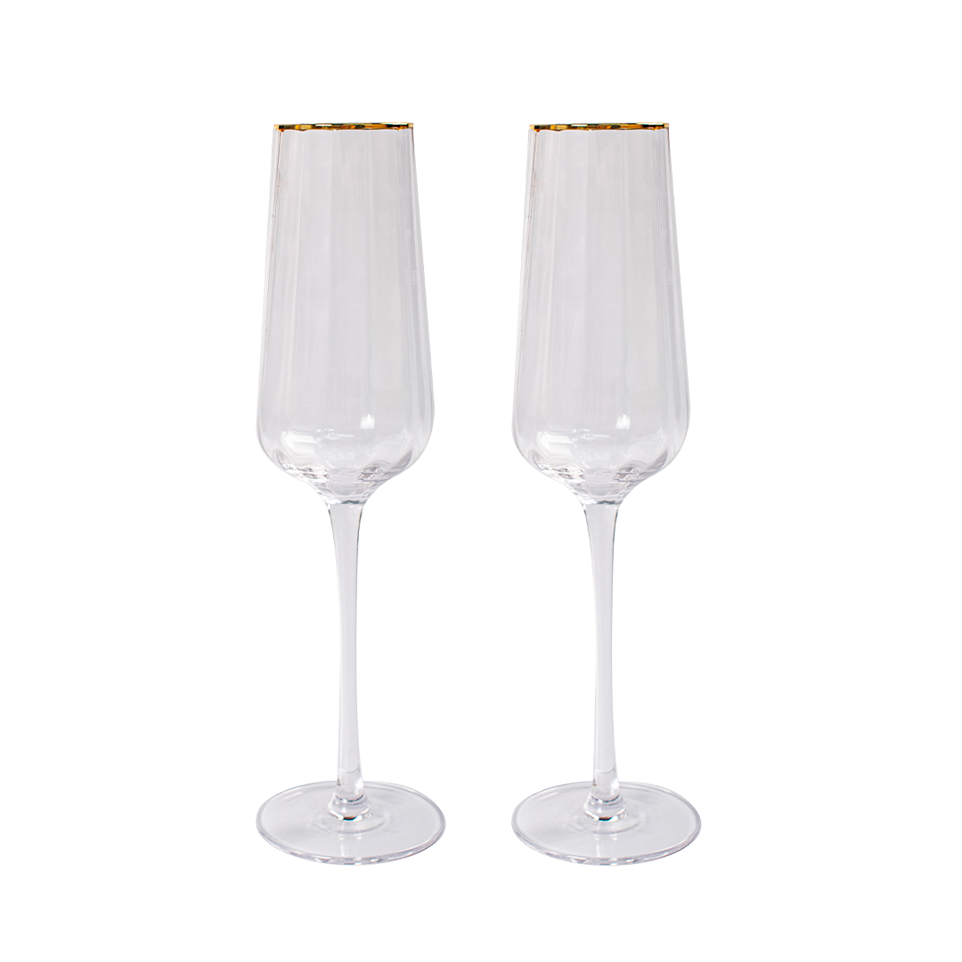 Set 2 bicchieri champagne bordo oro